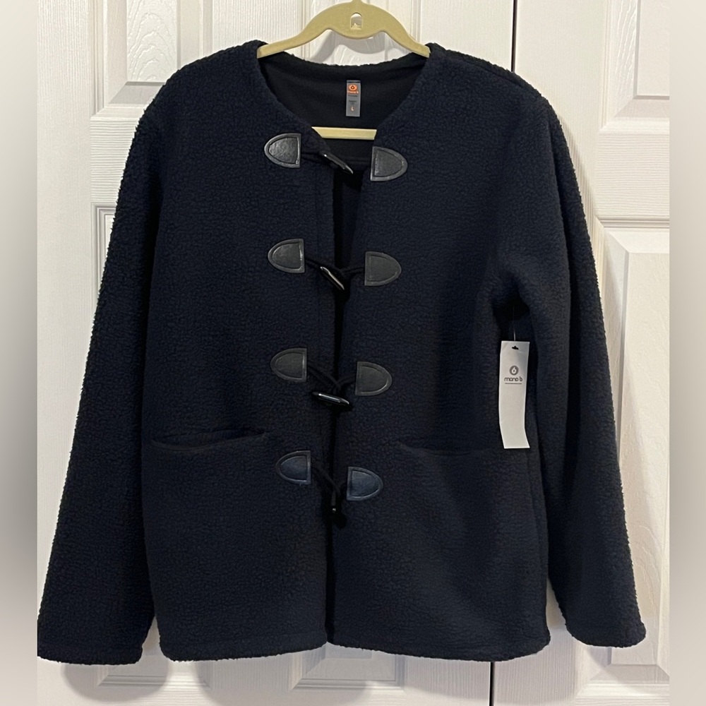 Mono B Black Toggle Teddy Jacket NWT